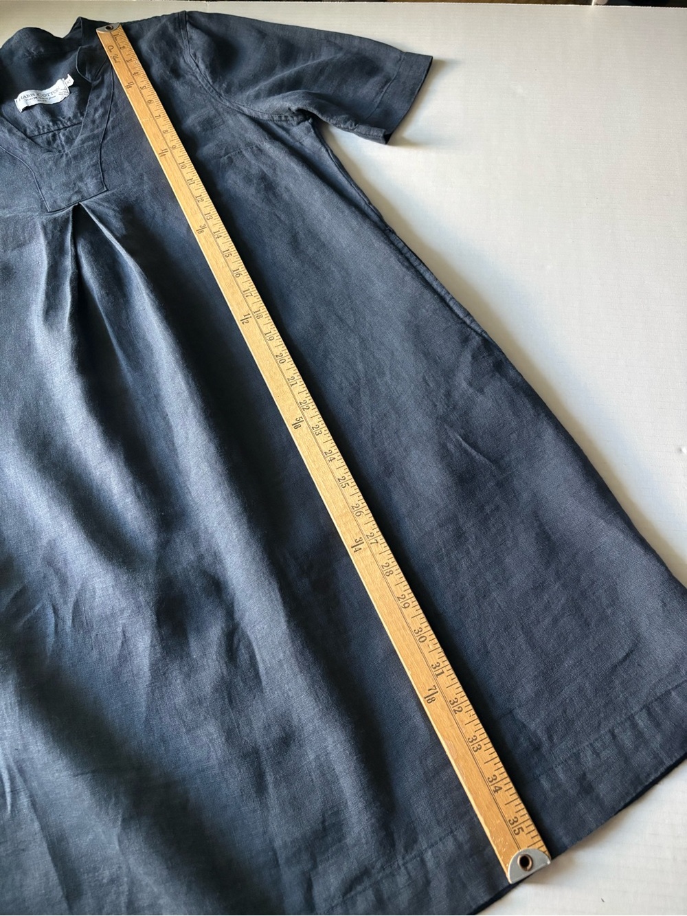 Haris Cotton 100% Linen Dark Gray Dress Pockets Made in Greece Women's Size XS-M - Picture 5 of 10